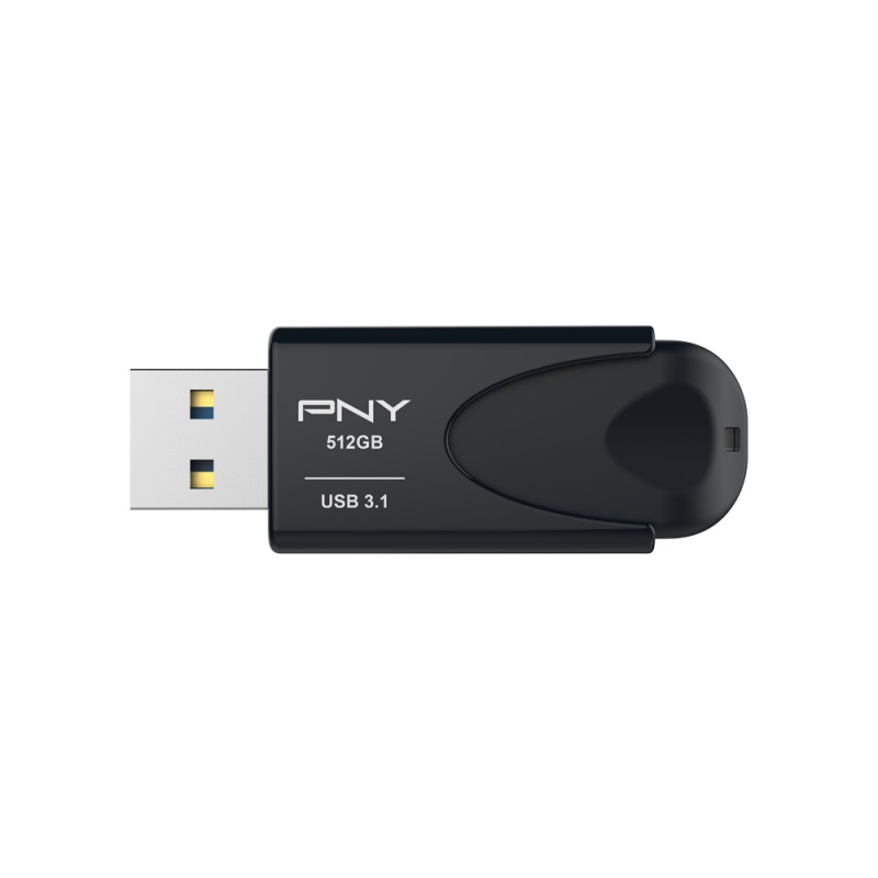 PNY Attaché 4 Chiavetta USB 512 GB Tipo A 3.2 Gen 1 - Velocità di Lettura fino a 80 MB/s, Senza Coperchio, Nero