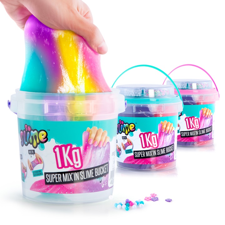 Canal Toys So Slime - Kit Maxi Barattolo 1Kg di Slime Creativo per Bambini con 4 Colori, Decorazioni e Figurine a Sorpresa