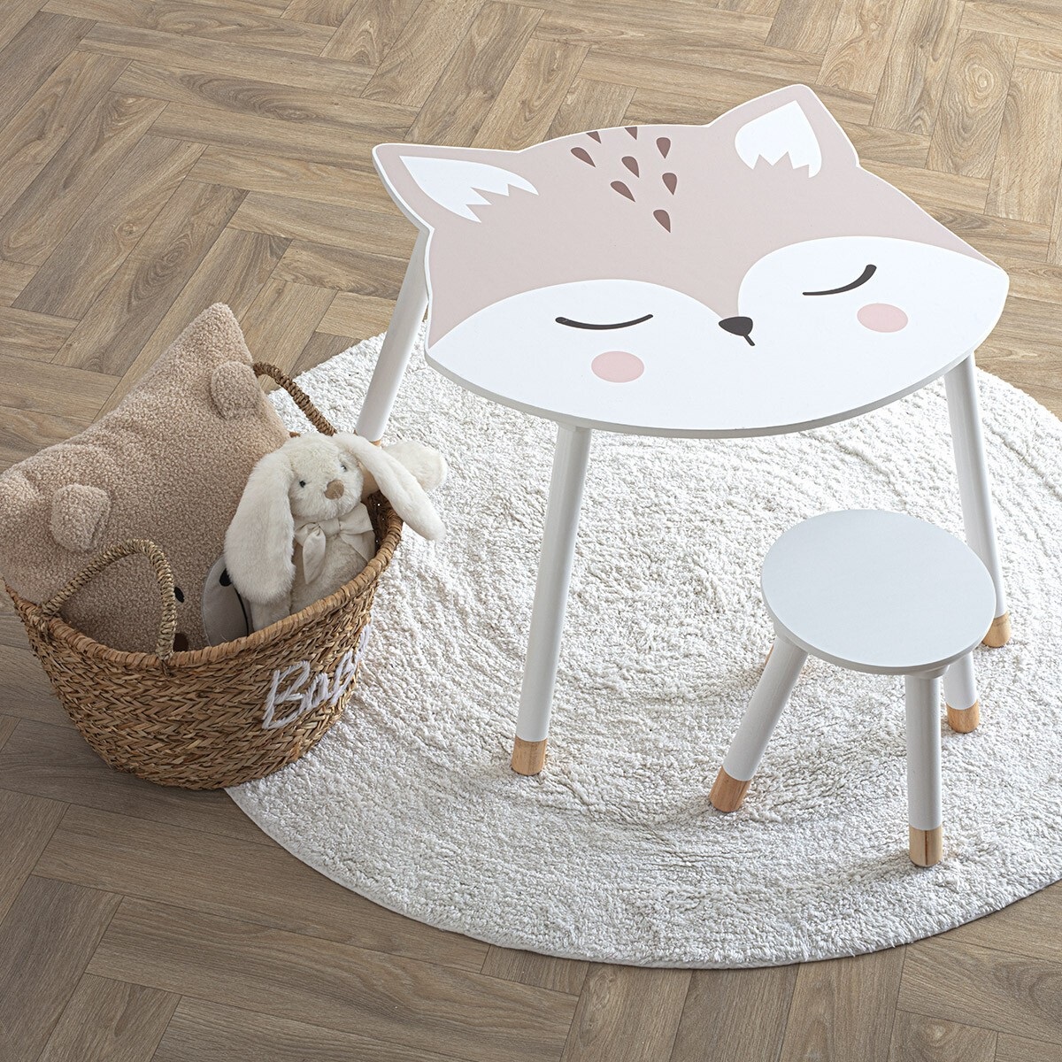 ATMOSPHERA Tavolo per bambini in legno design volpe bianca 62x64x43 cm