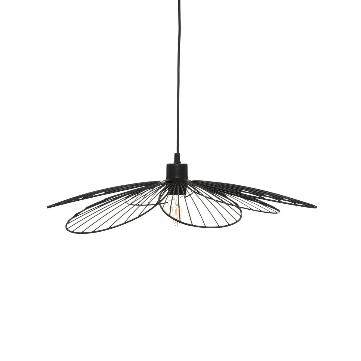 Atmosphera Lampadario Sospensione Fiore Ø57cm in Metallo Nero con Cavo di 80cm