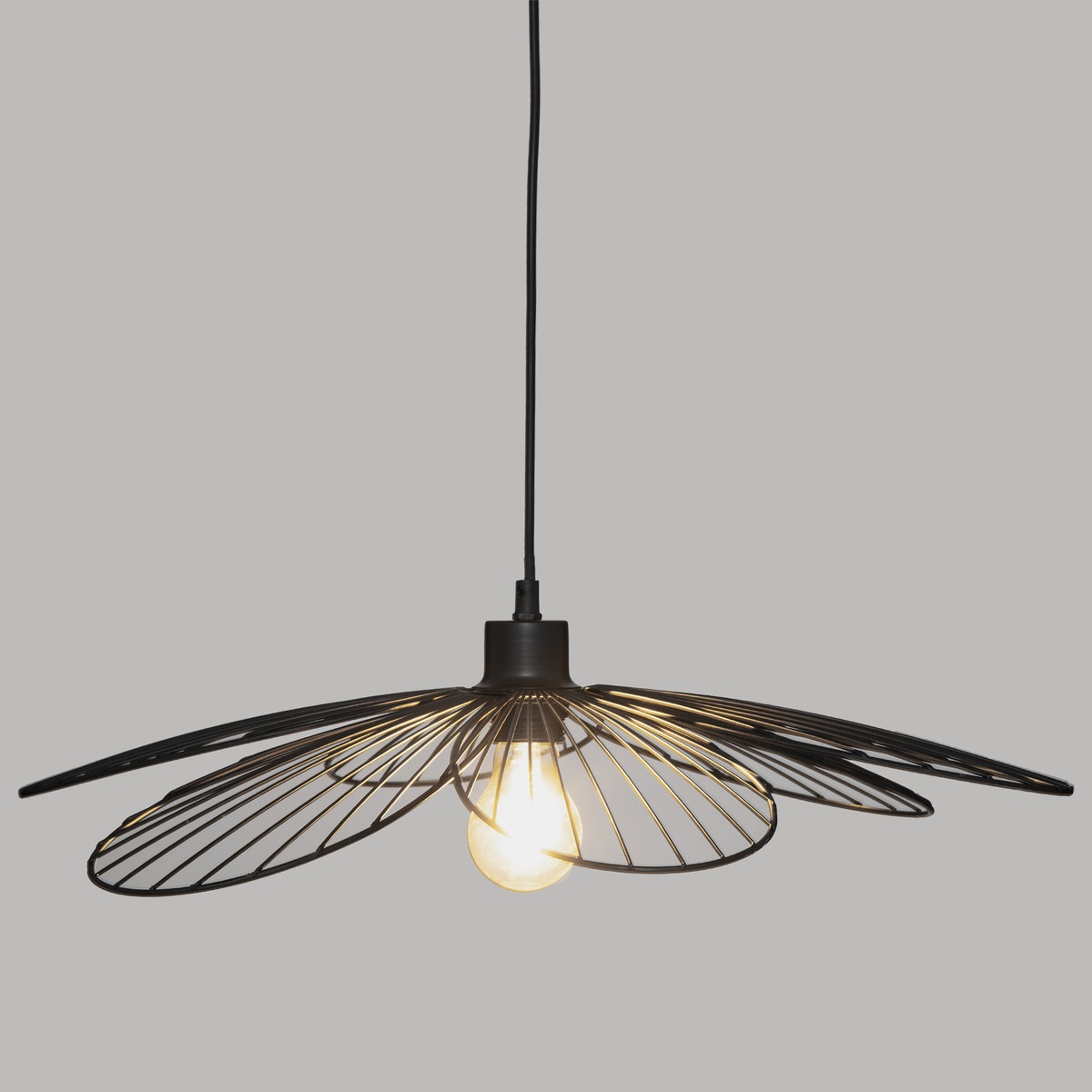 Atmosphera Lampadario Sospensione Fiore Ø57cm in Metallo Nero con Cavo di 80cm