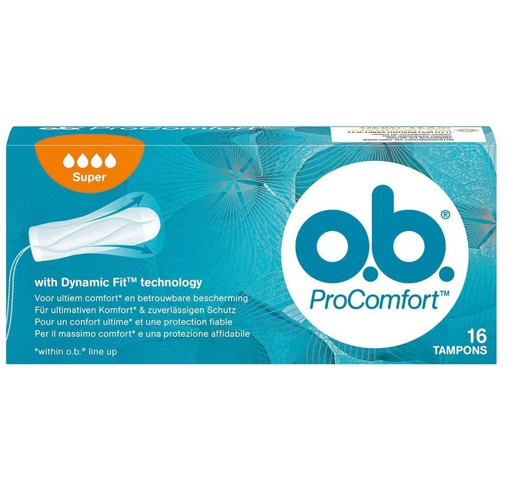o.b. ProComfort Super - Tamponi Interni 16 Pezzi per Flusso da Medio a Pesante con Tecnologia DynamicFit e Rivestimento SilkTouch