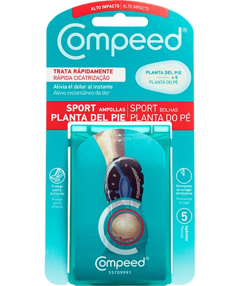 Compeed Cerotti per Vesciche Pianta del Piede - 5 Pezzi, Protezione contro lo Sfregamento e Guarigione