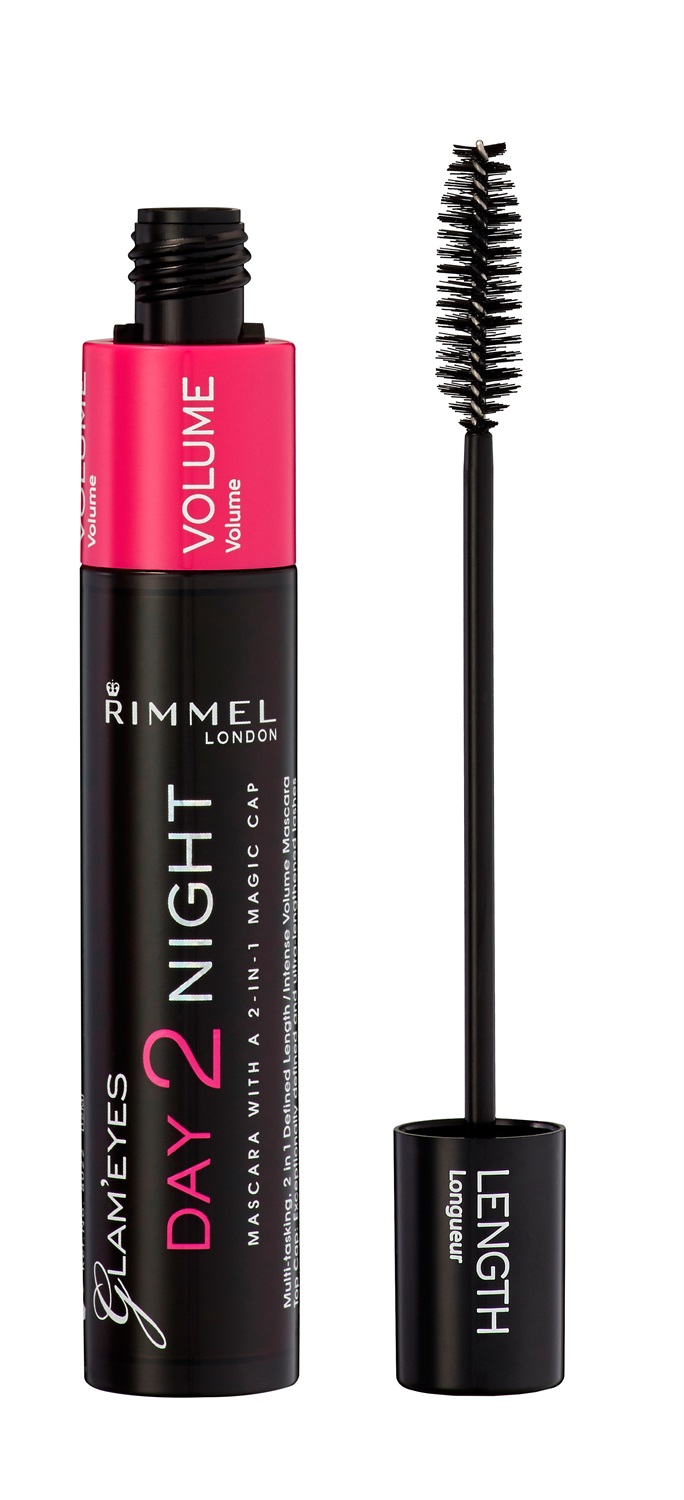 Rimmel London Mascara Day 2 Night, 001 Nero/Black, 9,5 ml - Formula Modulabile per Lunghezza e Volume Estremo