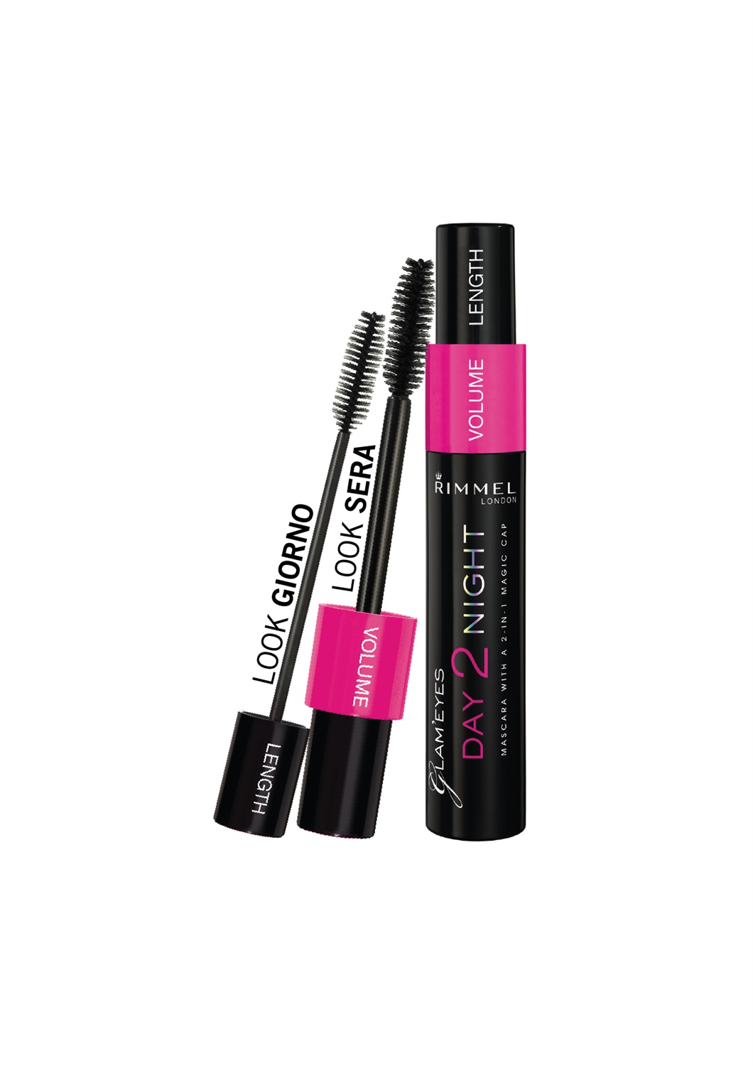 Rimmel London Mascara Day 2 Night, 001 Nero/Black, 9,5 ml - Formula Modulabile per Lunghezza e Volume Estremo