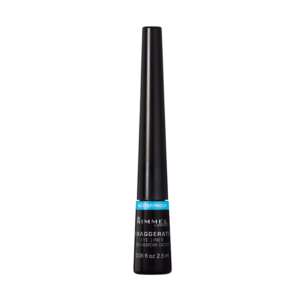 Rimmel Exaggerate Waterproof Eyeliner Liquido 003 Black 2,5 ml - Resistente all'Acqua, Facile da Applicare, Risultato Intenso