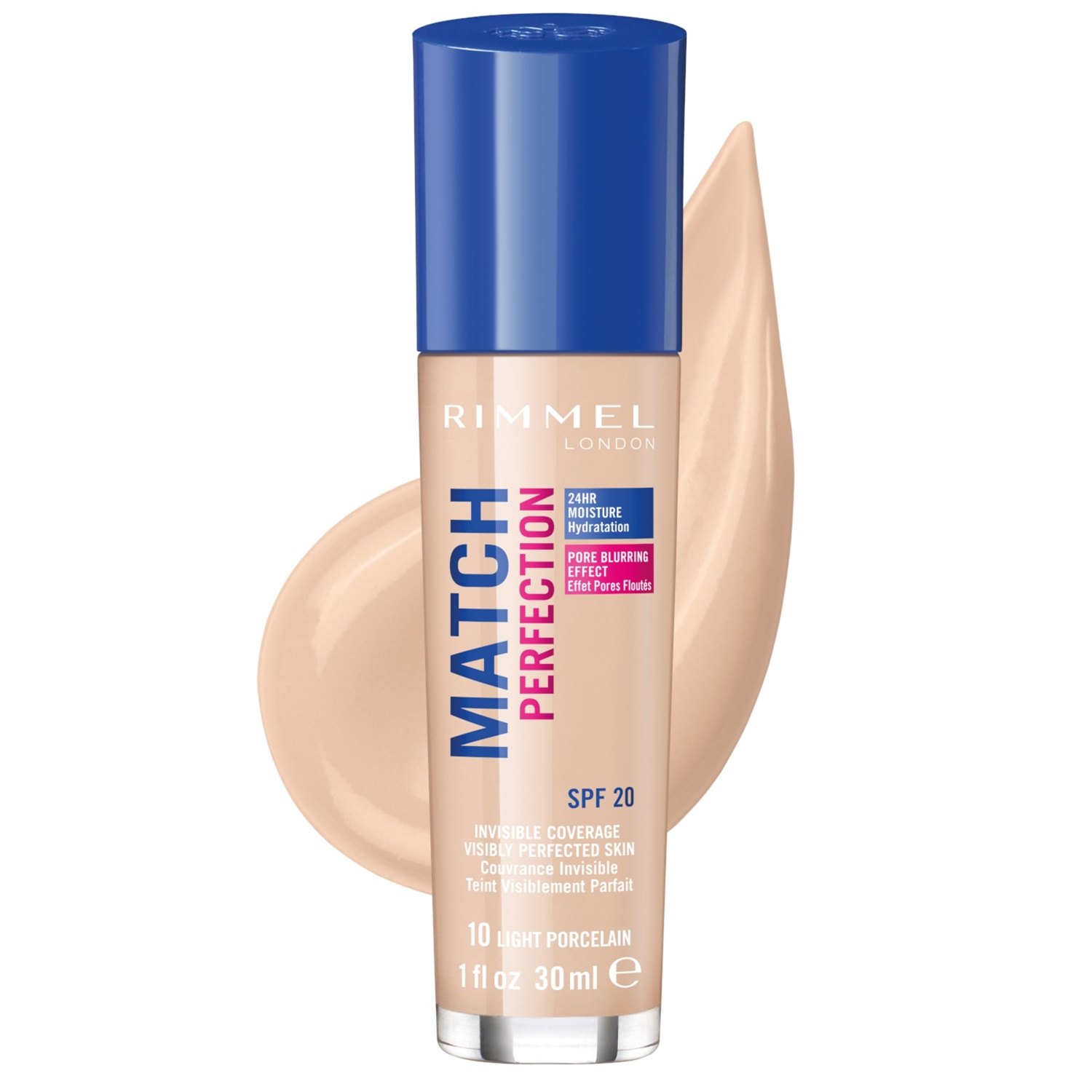 Rimmel London Match Perfection Foundation Avorio 30 ml - Fondotinta Cremoso Leggero con Brillantezza Impeccabile