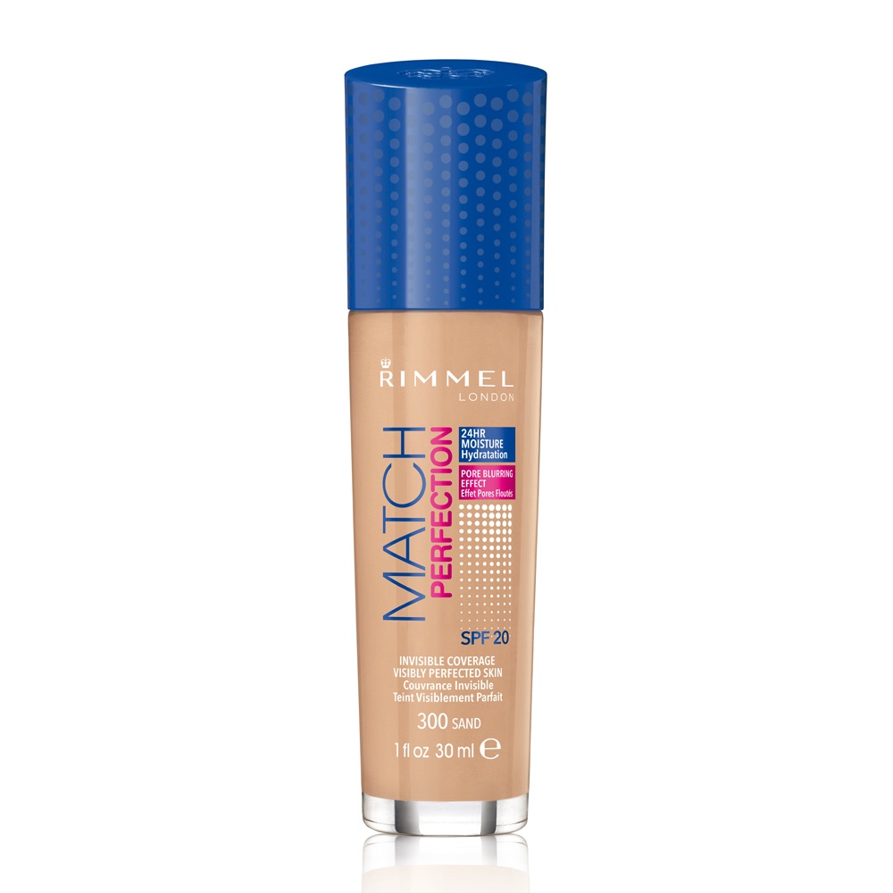 Rimmel Match Perfection Fondotinta 30 ml 300 Sand con SPF20 - Effetto Pelle Nuda