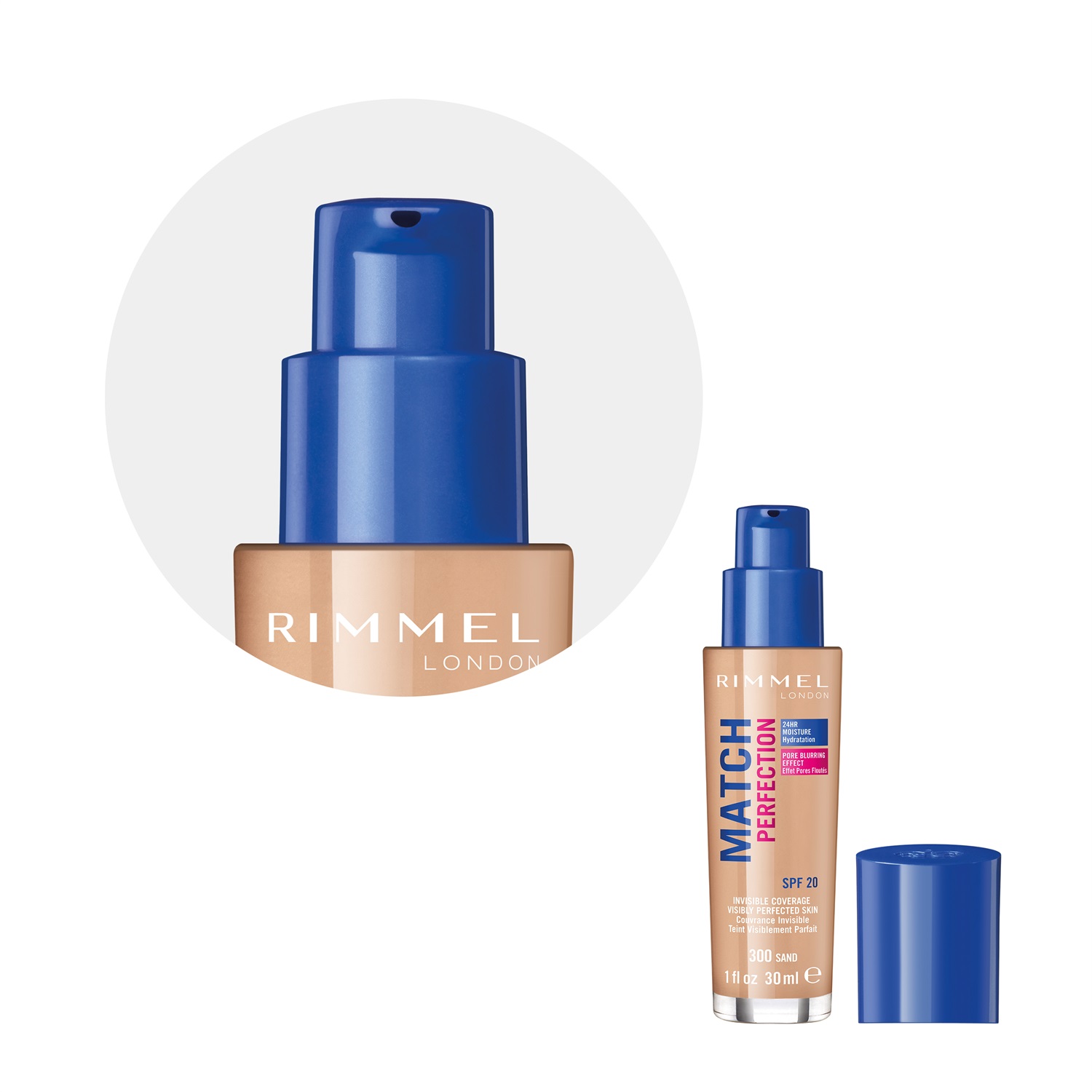 Rimmel Match Perfection Fondotinta 30 ml 300 Sand con SPF20 - Effetto Pelle Nuda