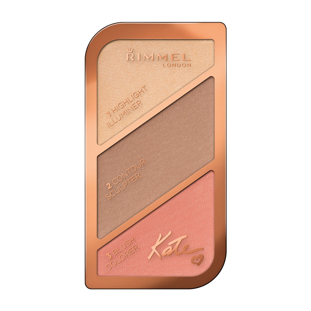 Rimmel London Sculpting Palette 002 Coral Glow - Palette Contouring Viso 3 in 1 con Illuminante, Bronzer e Blush