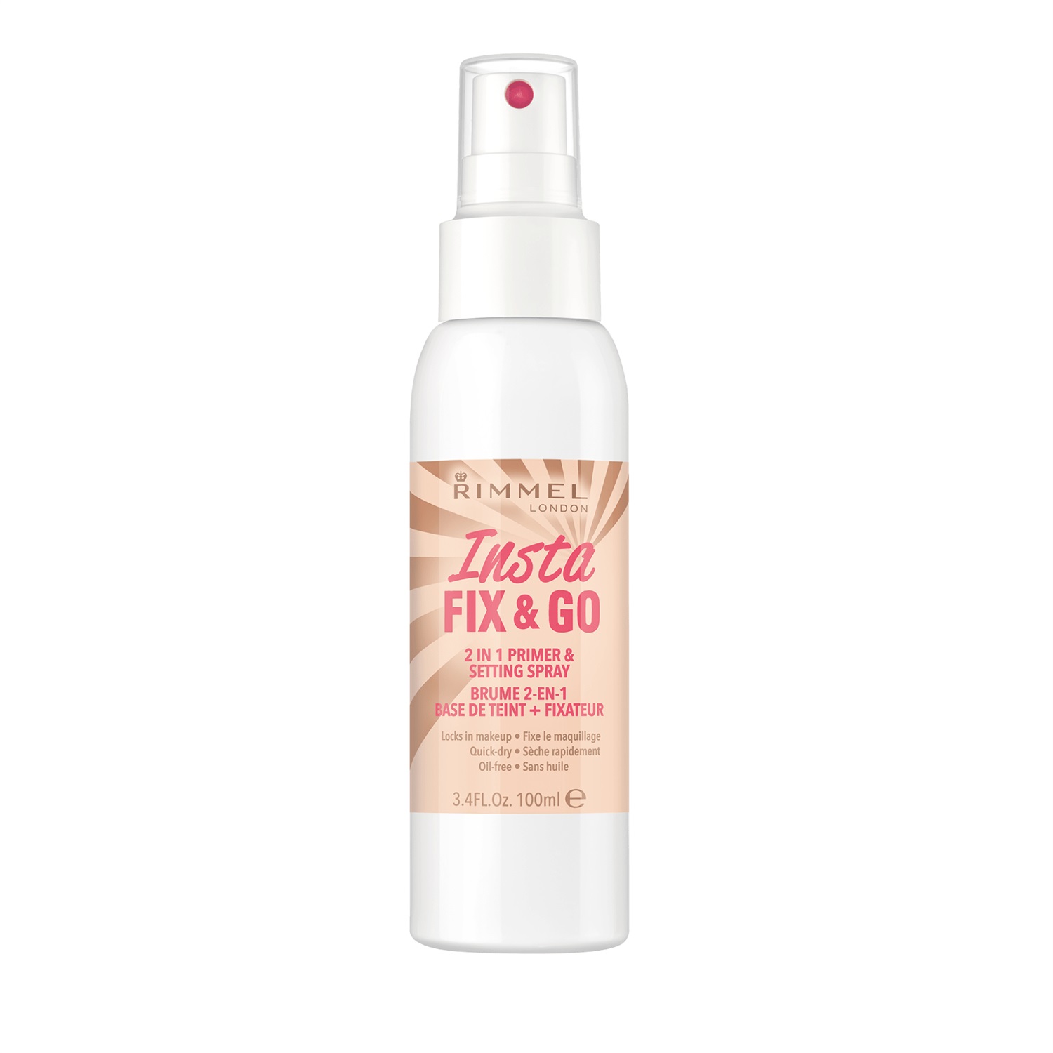 Rimmel Lasting Finish Fix & Go 2 in 1 Primer e Spray Fissante 100 ml con Camomilla e Cetriolo