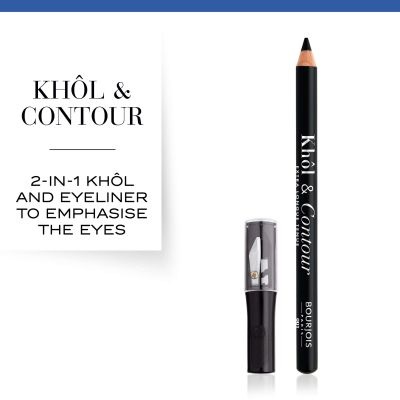 Bourjois Matita Occhi Khol & Contour 01 Noir-Issime - Eyeliner e Kajal Matte 2-in-1, Lunga Durata, 1,2 g con Temperamatite