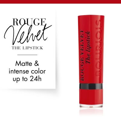 Bourjois Rouge Velvet The Lipstick 2,4 g 08 Rubi's Cute - Rossetto Opaco a Lunga Tenuta con Formula Idratante