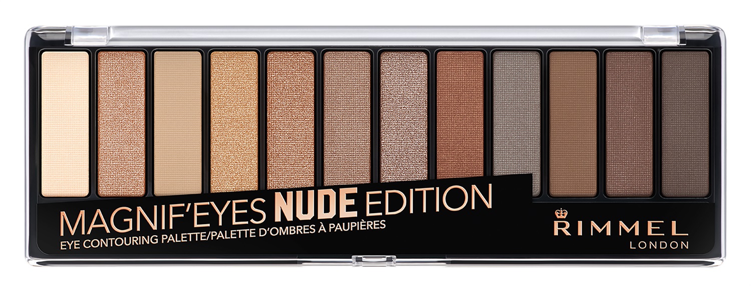 Rimmel Magnif'Eyes Palette Ombretti 001 Nude Edition - 12 Colori Opachi e Brillanti per Trucco Occhi Multiuso
