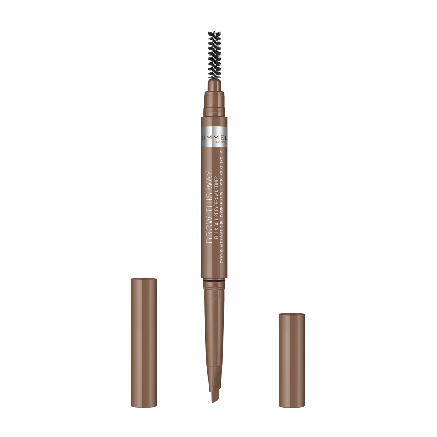 Rimmel London Matita Sopracciglia Fill&Sculpt Brow This Way 2-in-1 Filler & Fixer, 001 Blonde, 0.4g - Matita Automatica con Pettinino