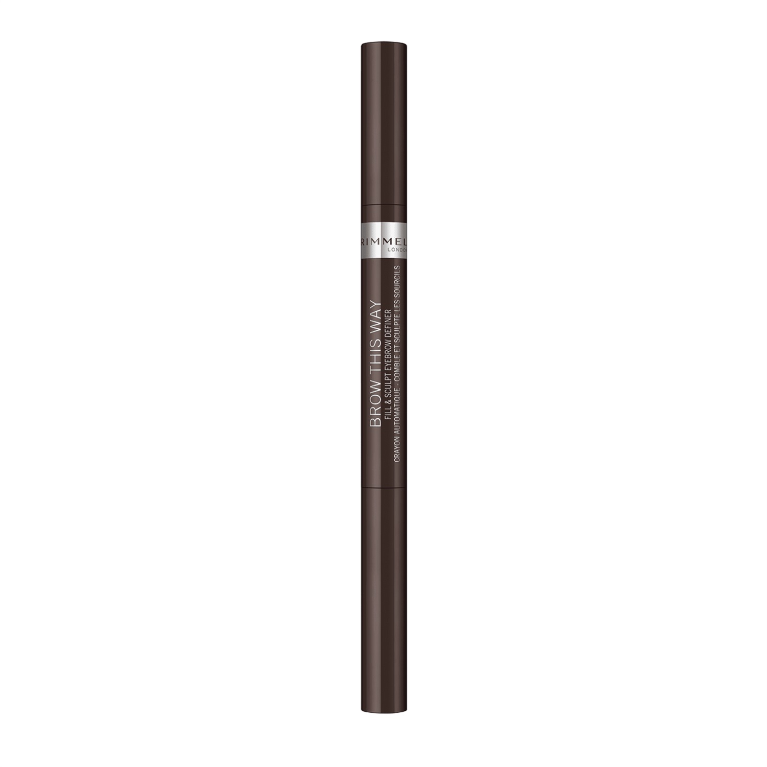 Rimmel Brow This Way 2-in-1 Filler & Fixer, Matita Sopracciglia 003 Dark Brown, 0.4g - Riempie e Fissa con Punta Obliqua e Pettinino