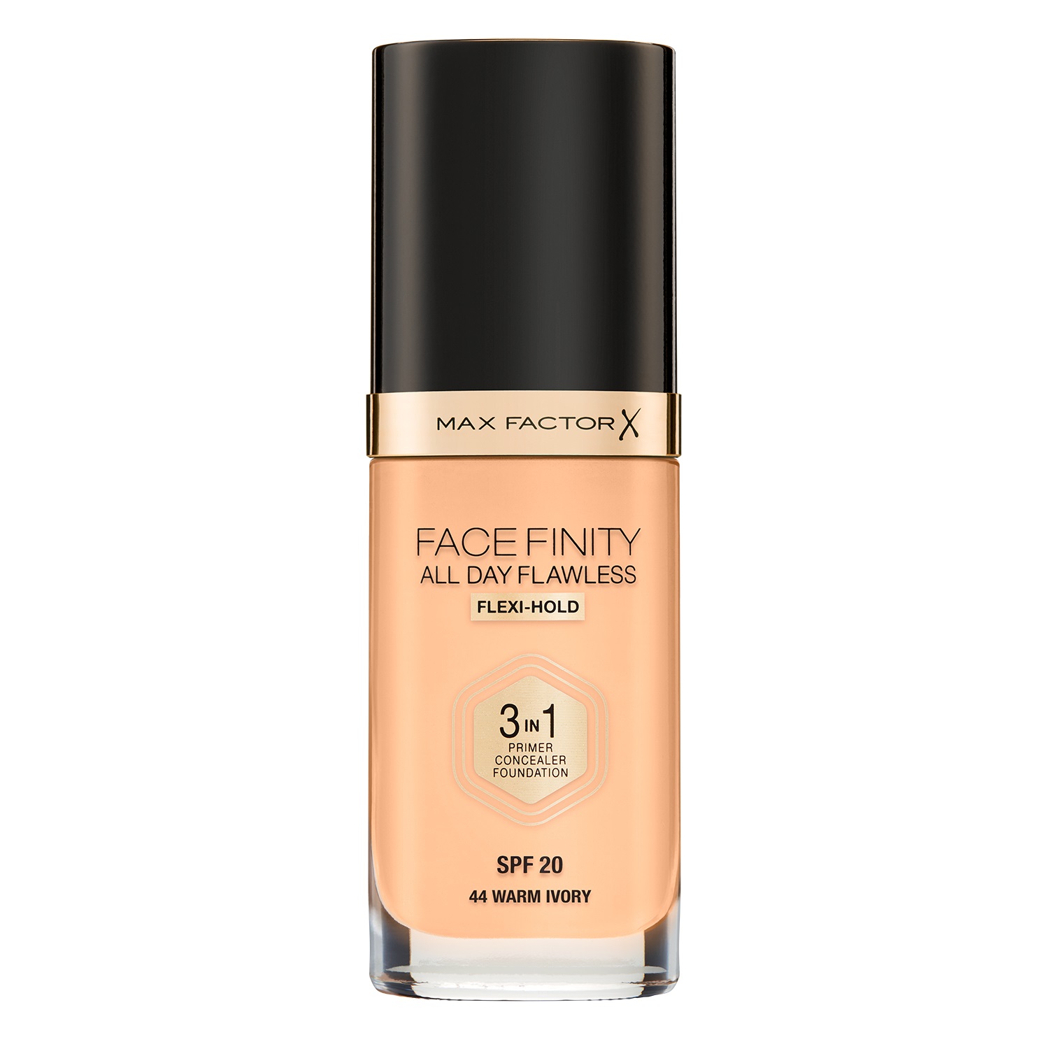 Max Factor Facefinity All Day Flawless 3 in 1 Fondotinta Liquido SPF20 Shade 44 Warm Ivory 30ml