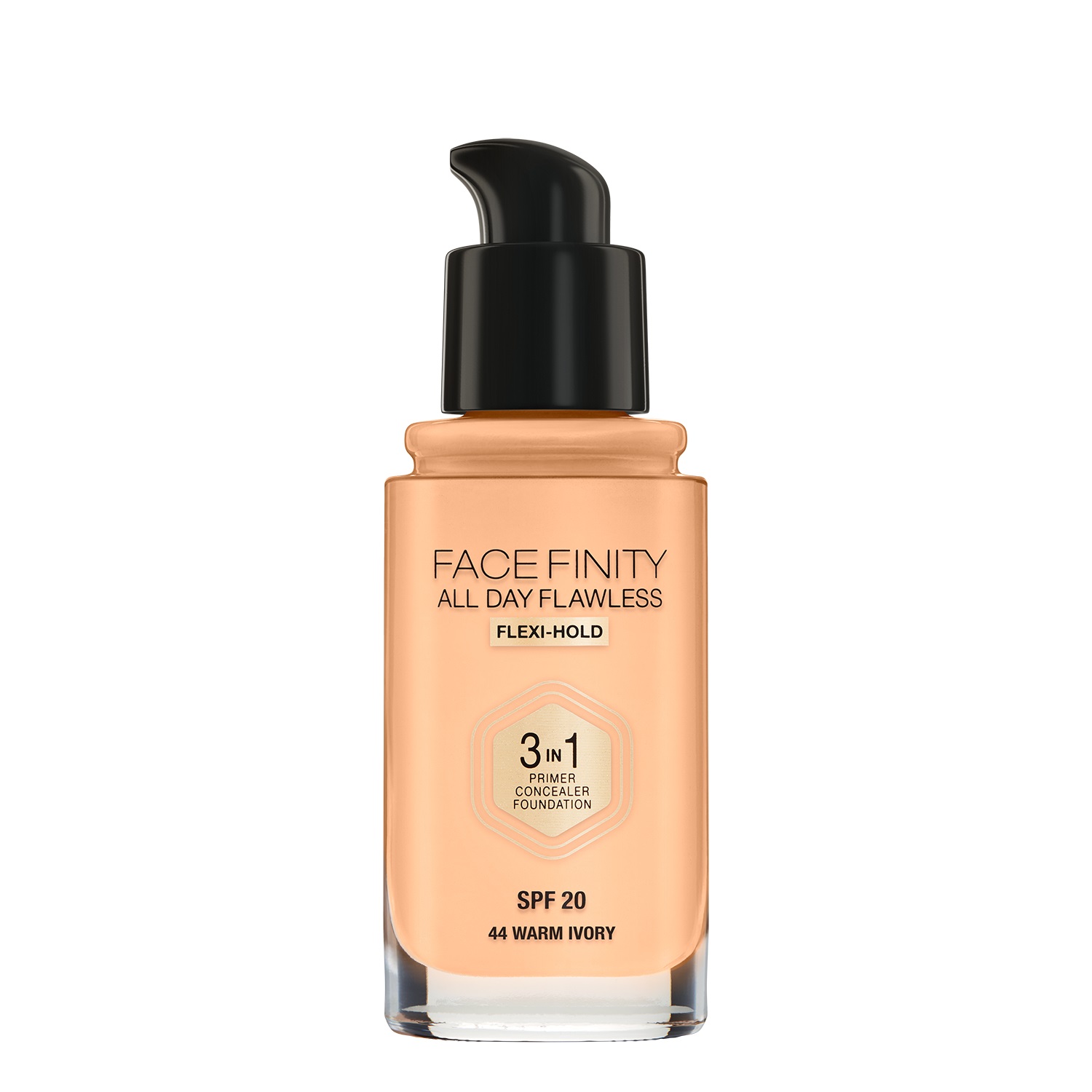 Max Factor Facefinity All Day Flawless 3 in 1 Fondotinta Liquido SPF20 Shade 44 Warm Ivory 30ml