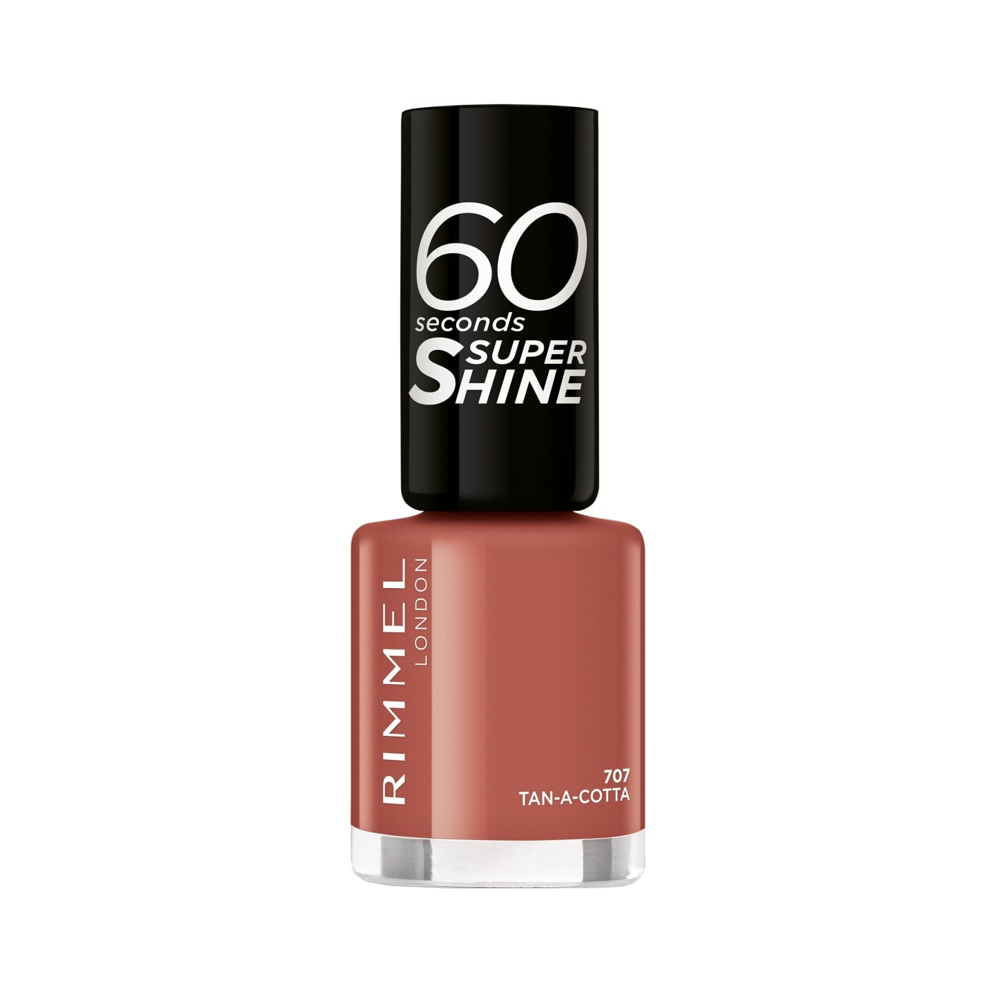 Rimmel London 60 Seconds Super Shine smalto per unghie 8 ml - Tonalità 707 Tan-A-Cotta, asciugatura rapida, ultra lucido