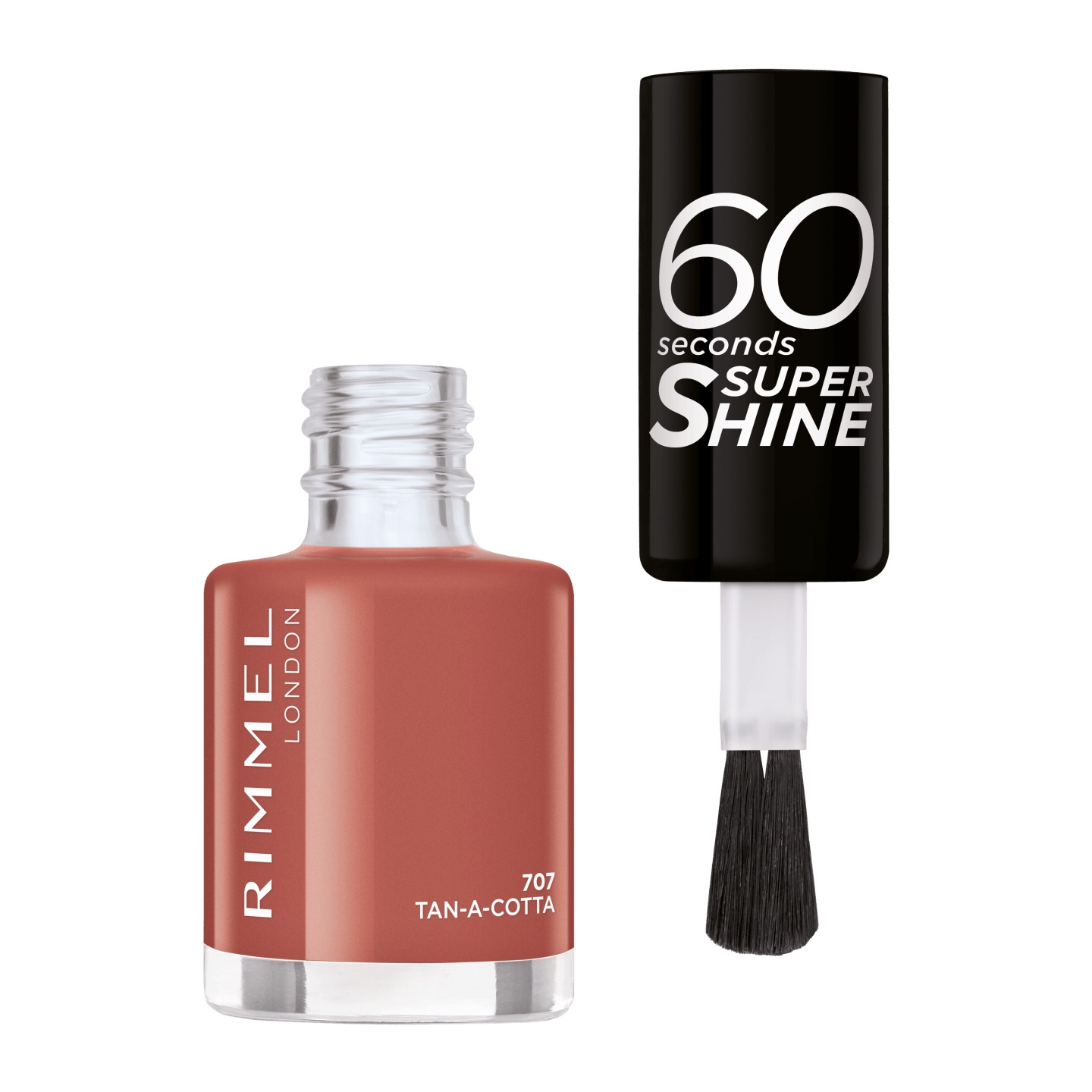 Rimmel London 60 Seconds Super Shine smalto per unghie 8 ml - Tonalità 707 Tan-A-Cotta, asciugatura rapida, ultra lucido