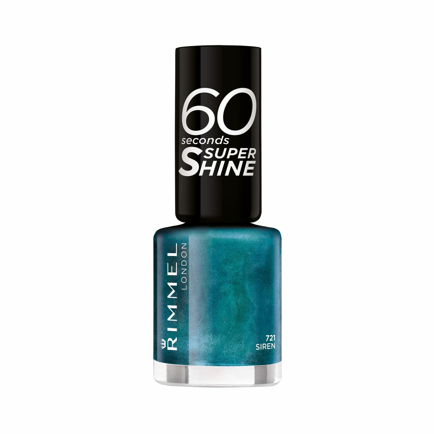 Rimmel London 60 Seconds Super Shine smalto per unghie 721 Siren Turchese 8 ml - Ultra lucido e ad asciugatura rapida