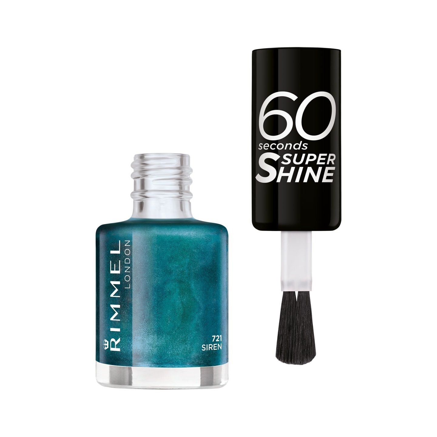 Rimmel London 60 Seconds Super Shine smalto per unghie 721 Siren Turchese 8 ml - Ultra lucido e ad asciugatura rapida
