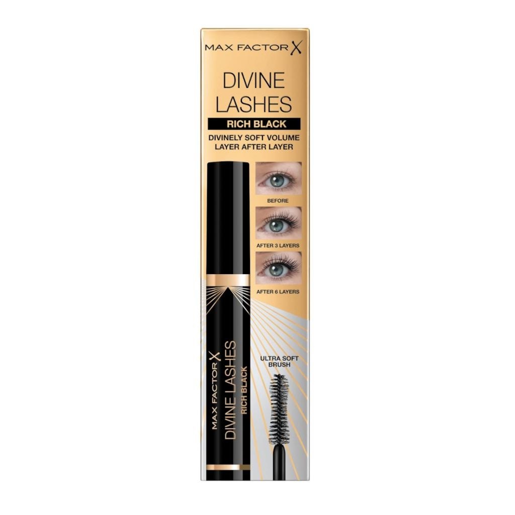 Max Factor Mascara Divine Lashes 001 Rich Black - Ciglia Extra Volumizzate e Definite, 8ml