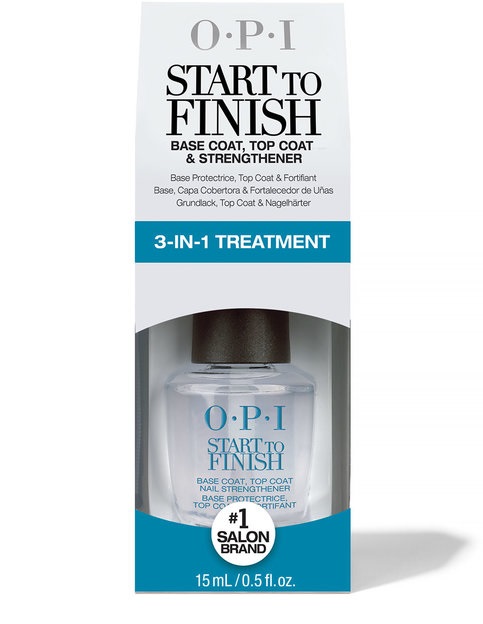 OPI Start To Finish - Trattamento Unghie 3 in 1, Base Coat, Top Coat e Rinforzante Trasparente 15 ml