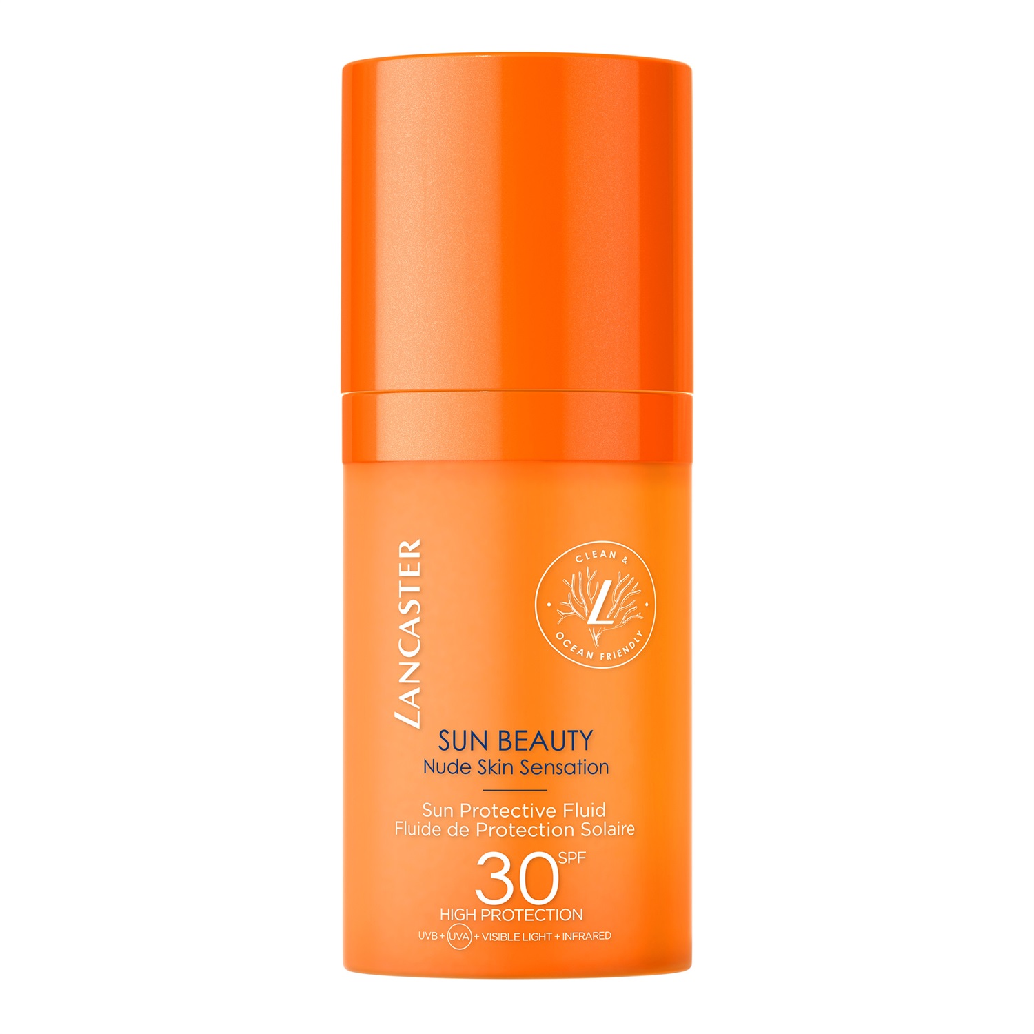 Lancaster Sun Beauty Nude Skin Sensation Sun Protective Fluid SPF 30 - 30 ml, Protezione Solare Ultra-leggera e Invisibile per Viso, Texture Trasparente e Resistente all'Acqua