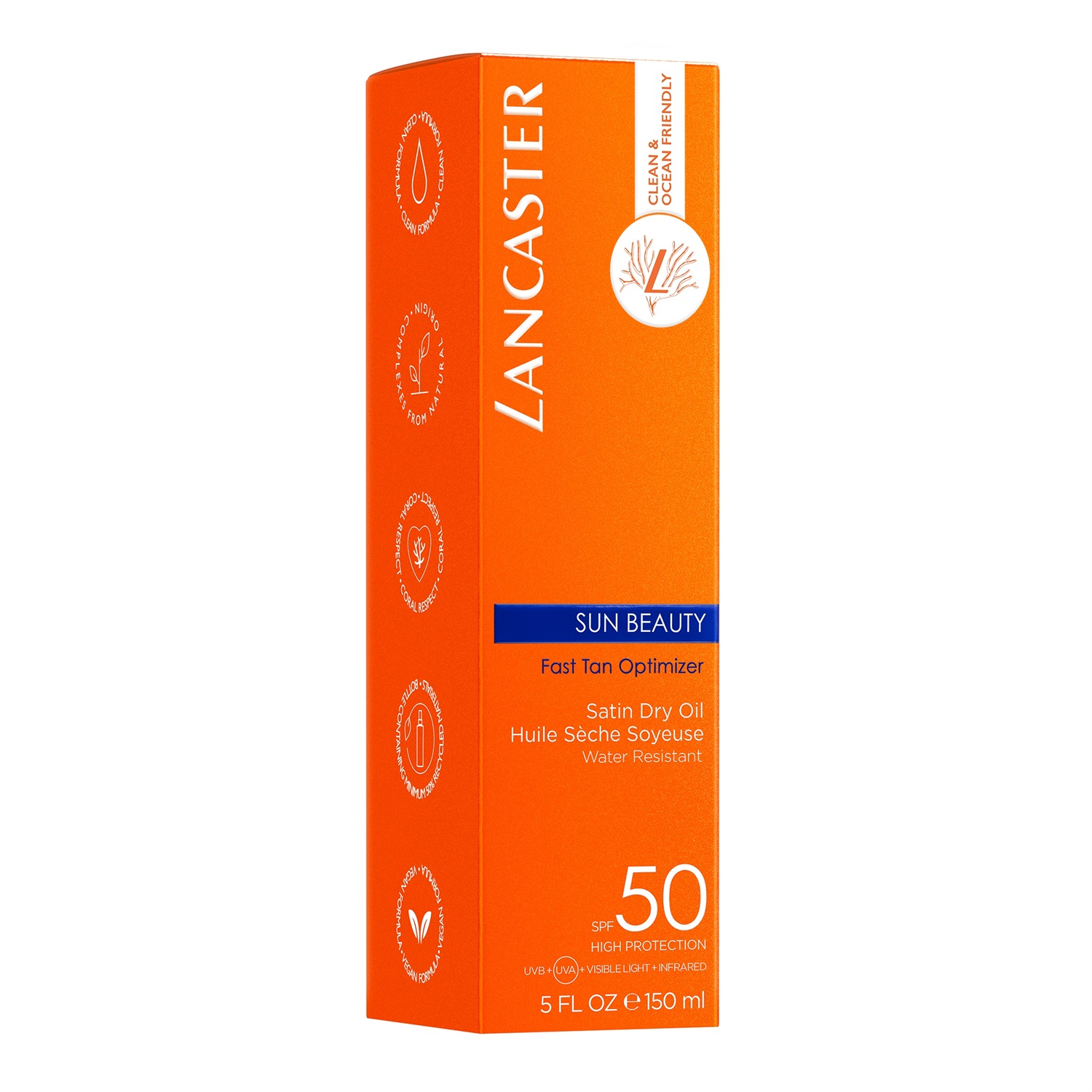 Lancaster Sun Beauty Satin Dry Oil SPF50 - Olio Secco Protettivo per Donna, 150ml