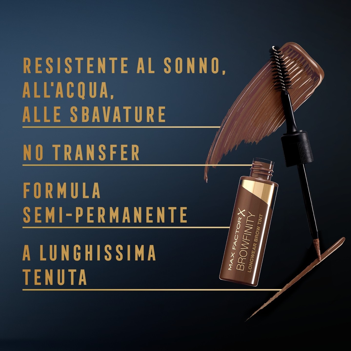 Max Factor Tinta Sopracciglia A Lunga Tenuta Browfinity 01 Soft Brown 4.2ml - Gel Waterproof con Applicatore Doppio