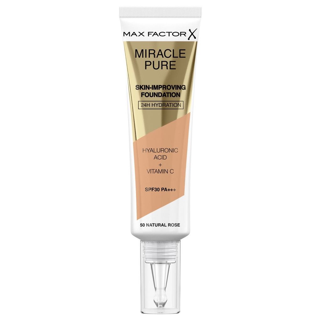 Max Factor Miracle Pure Skin Fondotinta Natural Rose 50 - 30 ml, Idratante, Rassodante, SPF 30