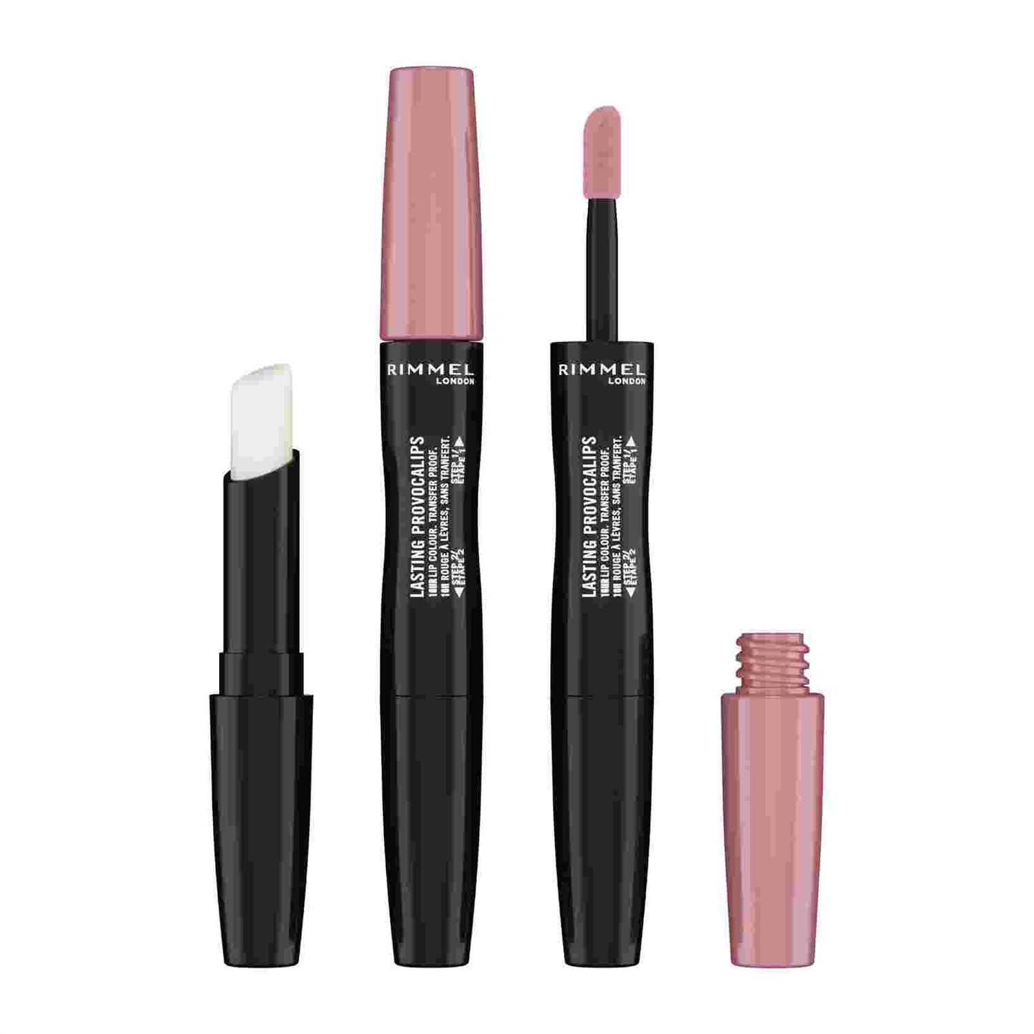 Rimmel London Rossetto Liquido Provocalips 220 Come Up Roses, Formula Lunga Tenuta 2 Step, Finish Vinilico, 6 ml