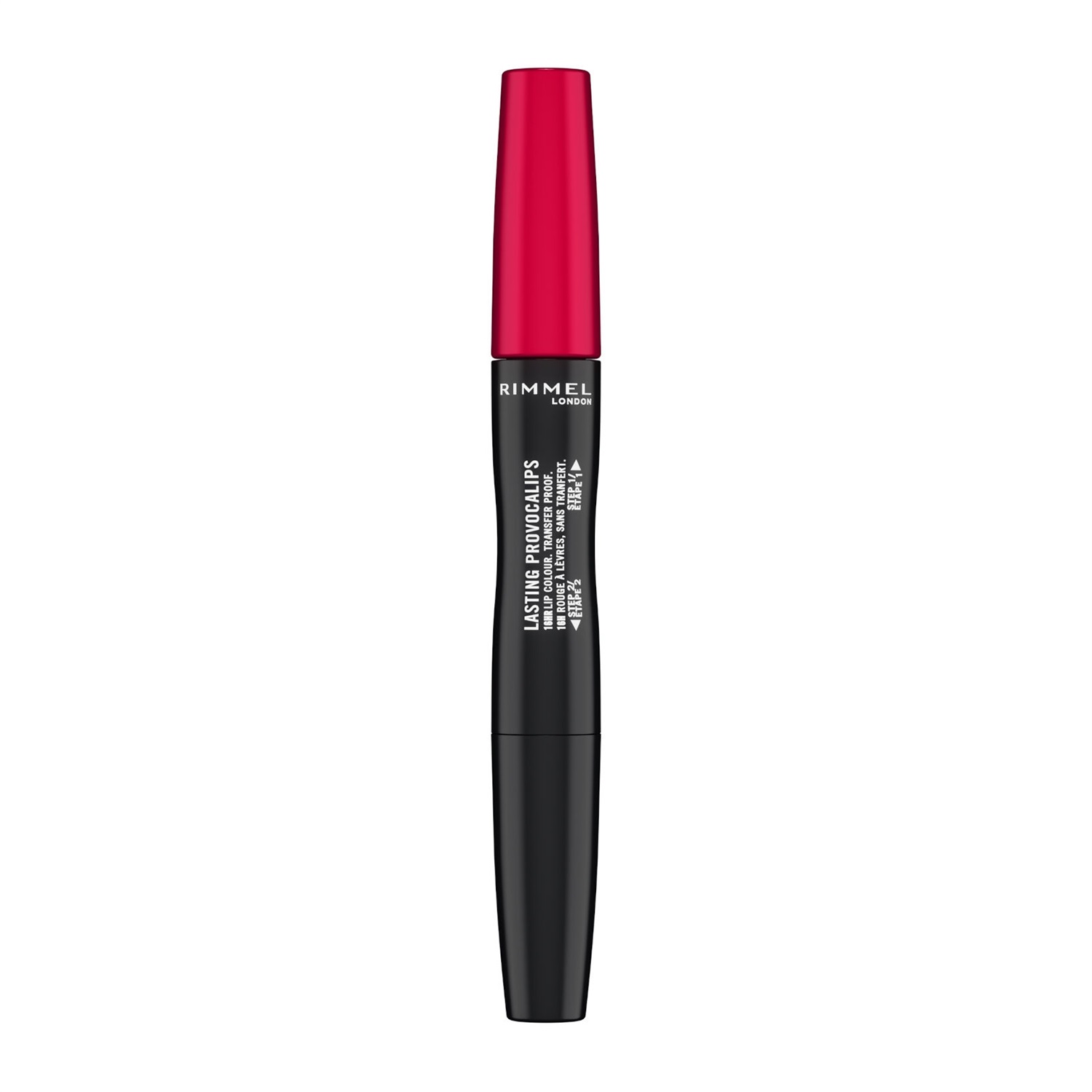 Rimmel London Provocalips Rossetto Liquido 500 Kiss The Town Red - Formula 2 Step, Finish Vinilico, Lunghissima Tenuta fino a 16 Ore