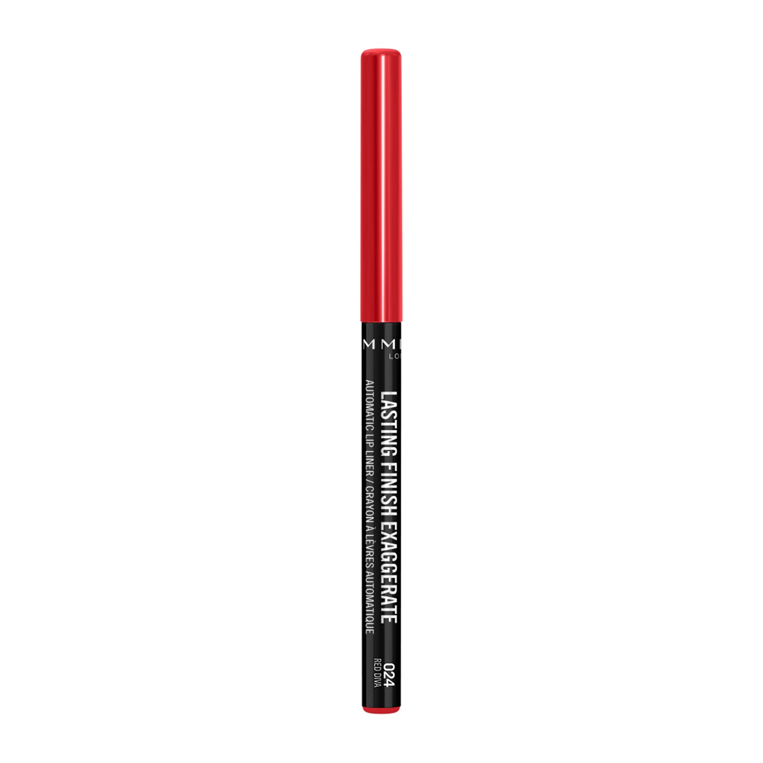 Rimmel London Lasting Finish Exaggerate Matita Labbra 024 Red Diva - Lunga Tenuta, Tratto Preciso, Texture Cremosa
