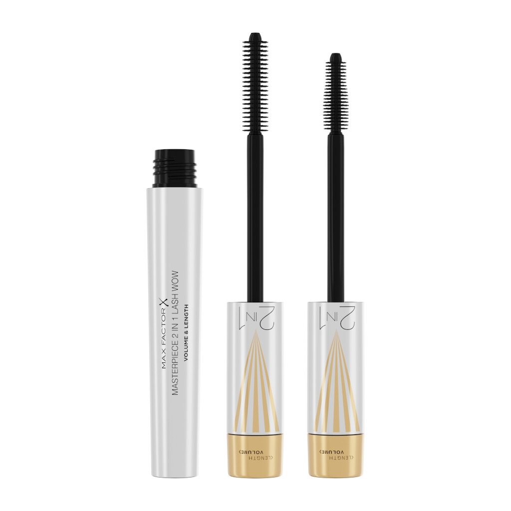Max Factor Masterpiece 2 In 1 Lash Wow - Mascara Volumizzante e Allungante, Formula Vegana, Adatto per Occhi Sensibili, 001 Black, 7 ml