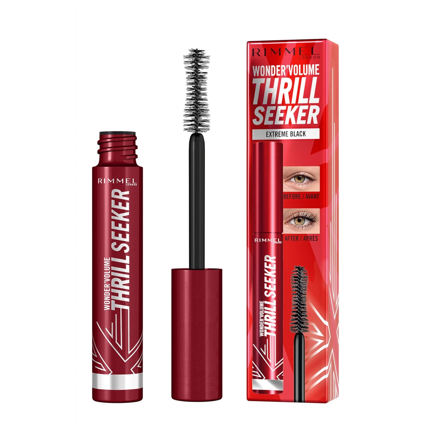 Rimmel Wonder Volume Thrill Seeker Extreme Black - Mascara 8 ml, Formula Cremosa, Anti-Grumi e Anti-Sbavature