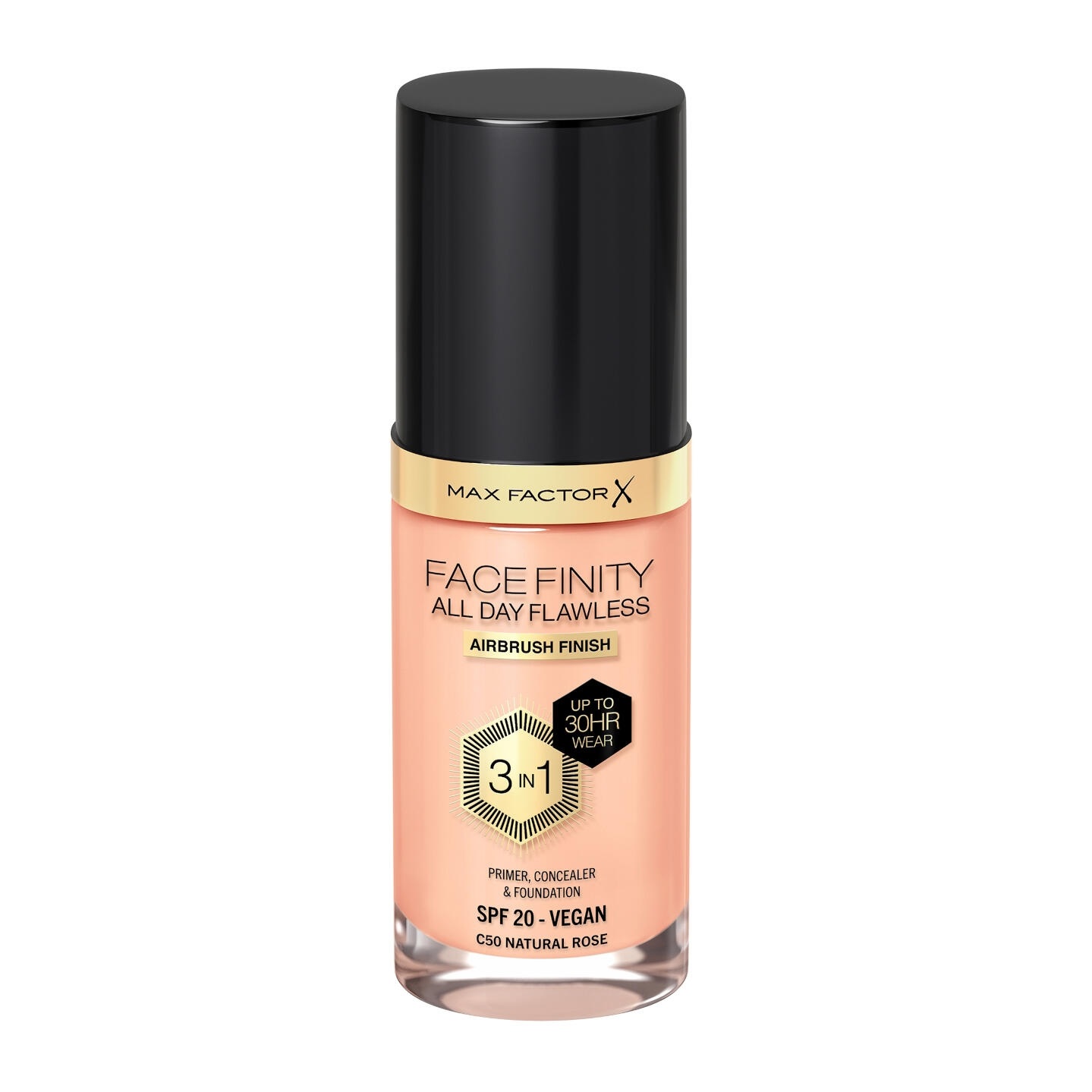 Max Factor Fondotinta Facefinity All Day Flawless 3 in 1 SPF20 Vegan C50 Natural Rose - 30 ml