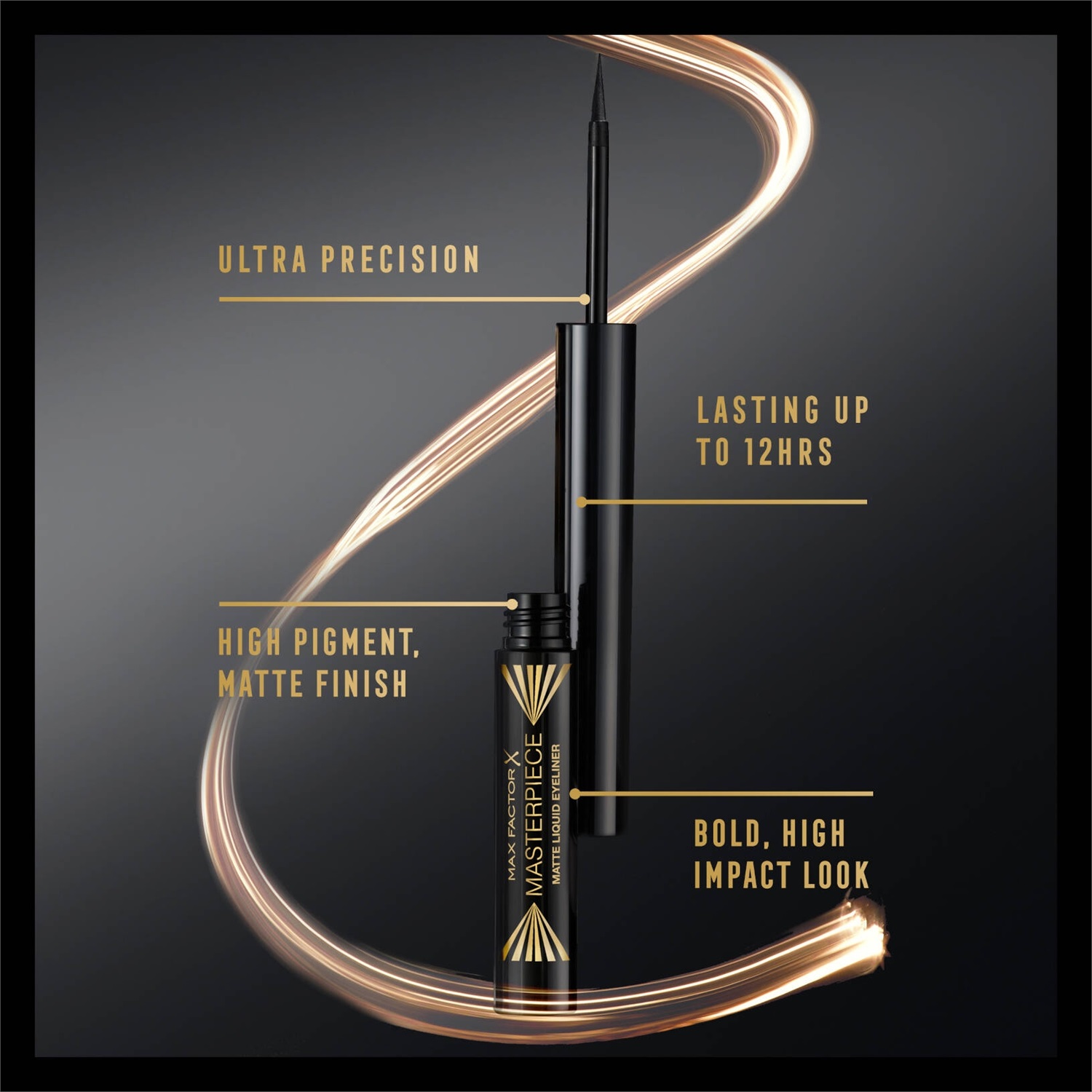 Max Factor Masterpiece Matte Liquid Eyeliner 01 Black - Waterproof, Formula Vegan, No Transfer, Resistente fino a 12 Ore, 1.7 ml