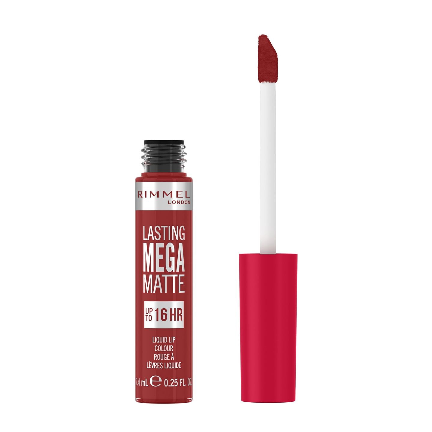 Rimmel London Rossetto Liquido Lasting Mega Matte 500 Fire Starter 7.4 ml - Finish Opaco, Formula Vegana con Squalane e Olio di Cocco