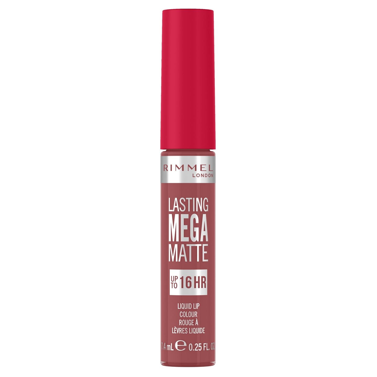 Rimmel London Rossetto Liquido Lasting Mega Matte 210 Rose & Shine 7.4 ml - Formula Vegana con Squalane e Olio di Cocco, Finish Matte e Lunga Durata