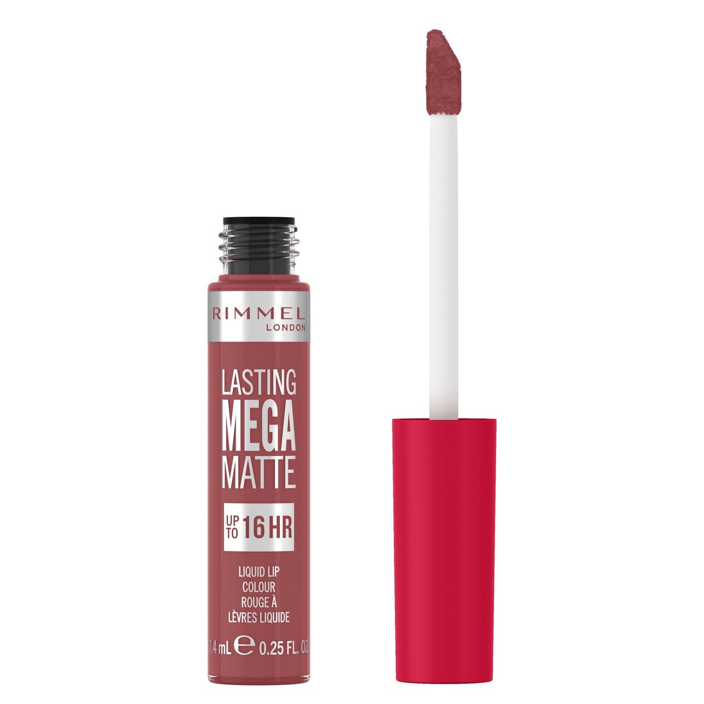 Rimmel London Rossetto Liquido Lasting Mega Matte 210 Rose & Shine 7.4 ml - Formula Vegana con Squalane e Olio di Cocco, Finish Matte e Lunga Durata
