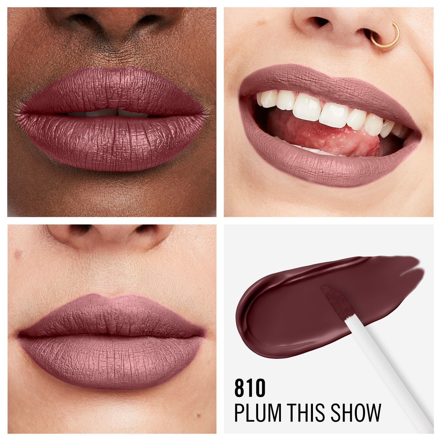 Rimmel London Lasting Mega Matte Rossetto Liquido 7.4ml - Colore 810 Plum This Show, Finish Opaco a Lunga Durata fino a 16 Ore