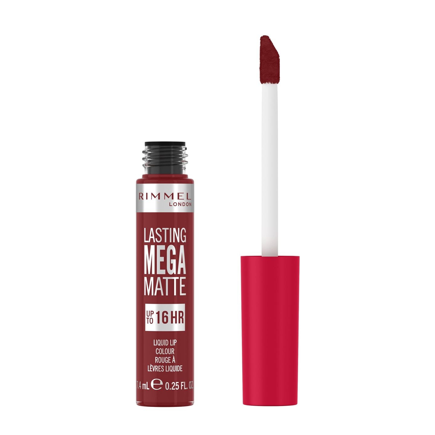 Rimmel London Rossetto Liquido Lasting Mega Matte 930 Ruby Passion 7.4 ml - Formula Vegana con Squalane e Olio di Cocco, Finish Mega Matte e Lunga Durata