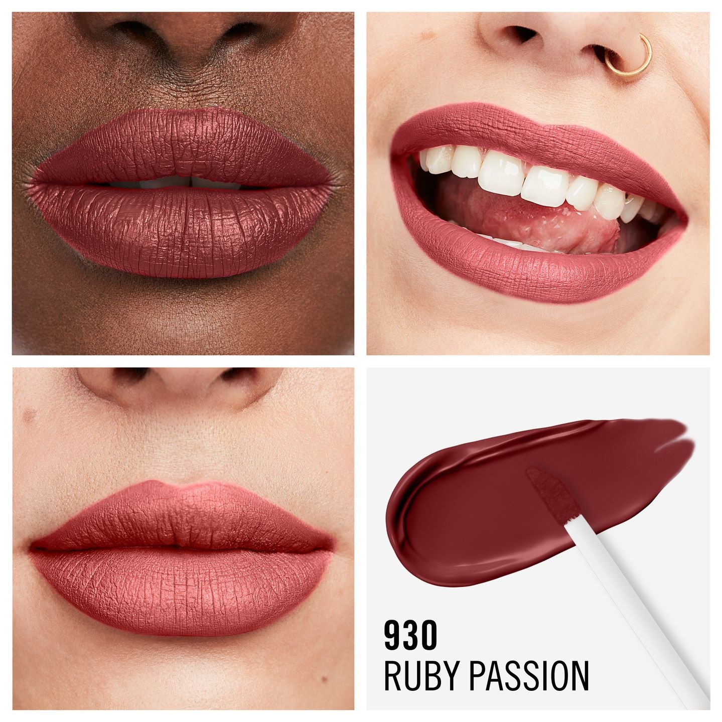 Rimmel London Rossetto Liquido Lasting Mega Matte 930 Ruby Passion 7.4 ml - Formula Vegana con Squalane e Olio di Cocco, Finish Mega Matte e Lunga Durata