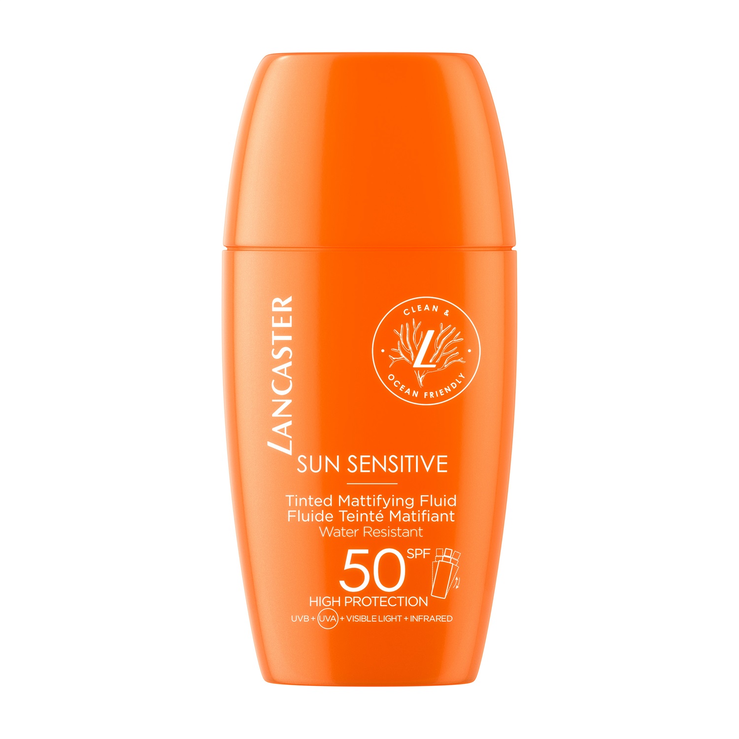 Lancaster Sun Sensitive Tinted Mattifying Fluid SPF 50 - Fluido Colorato per Viso 30 ml, Protezione Solare Opacizzante per Pelle Sensibile