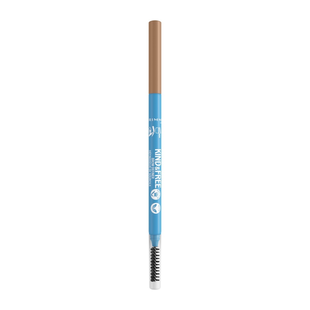 Rimmel London Kind & Free Matita Sopracciglia Brow Definer 003 Warm Brown - 0.09g, Ultra precisa, Effetto Naturale e Durevole, 100% Vegana
