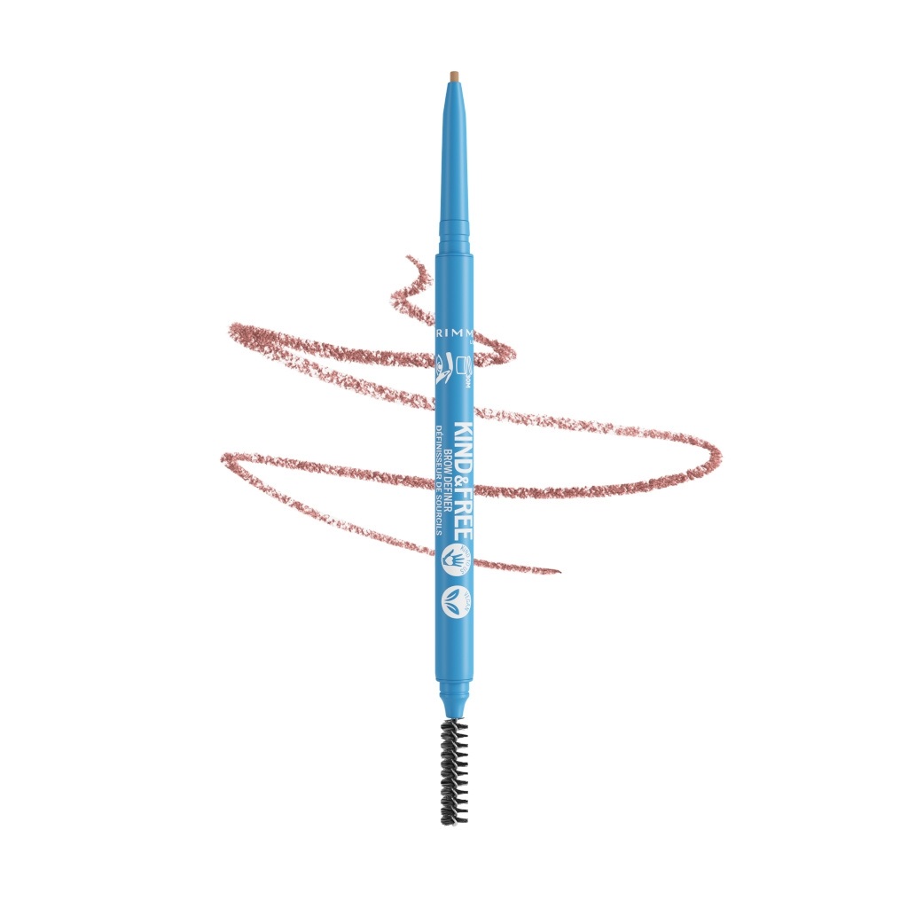 Rimmel London Kind & Free Matita Sopracciglia Brow Definer 001 Blonde 0.09g - Pigmenti Naturali, Effetto Naturale, Formula Vegana