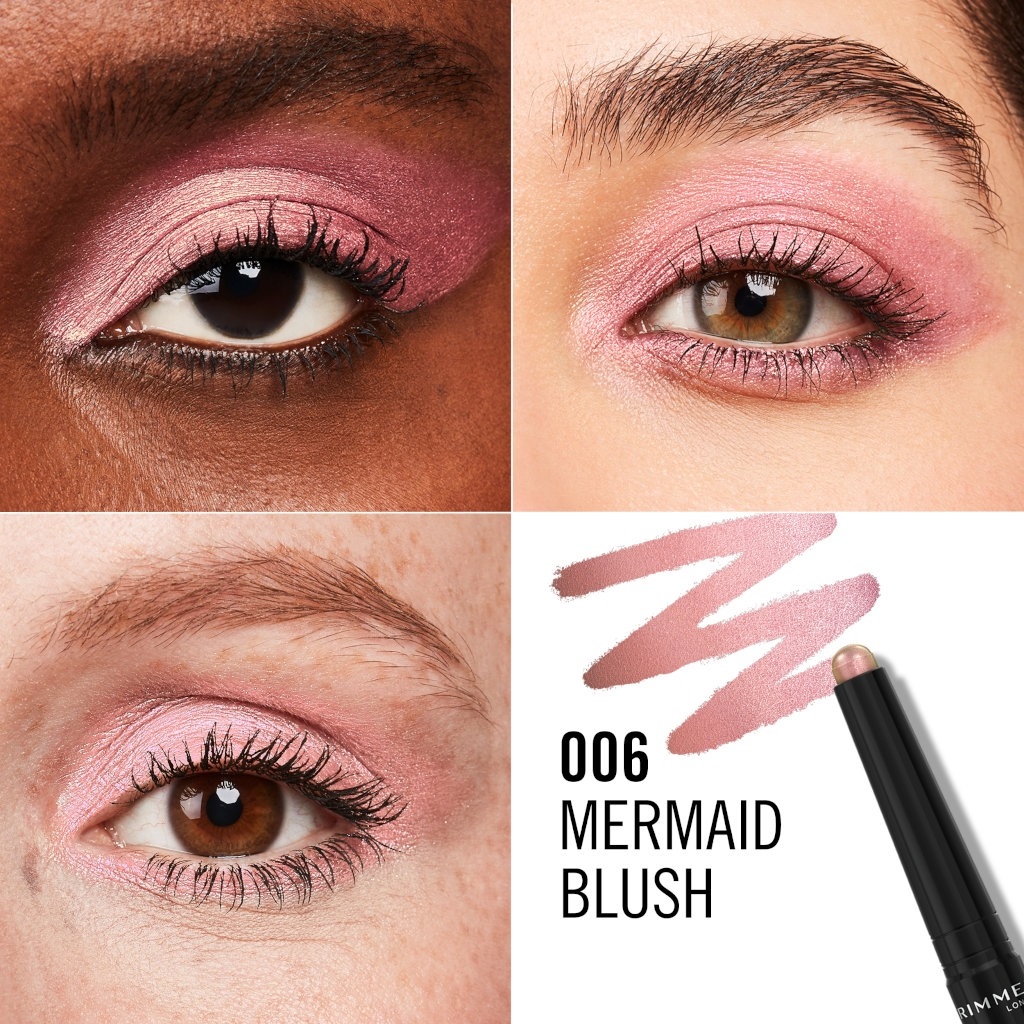 Rimmel London Wonder'Last Shadow Stick 006 Mermaid Blush 1,64 g - Ombretto in stick, Colore vibrante, Facile da applicare, Formula vegana