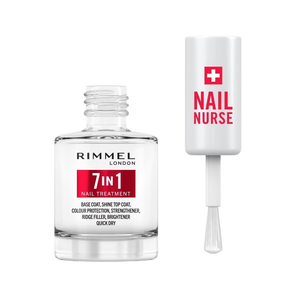 Rimmel London Nail Nurse 7 in 1 Trattamento Unghie Multi Benefit 12 ml - Base e Top Coat, Rinforzante, Idratante, Formula Vegana ad Asciugatura Rapida